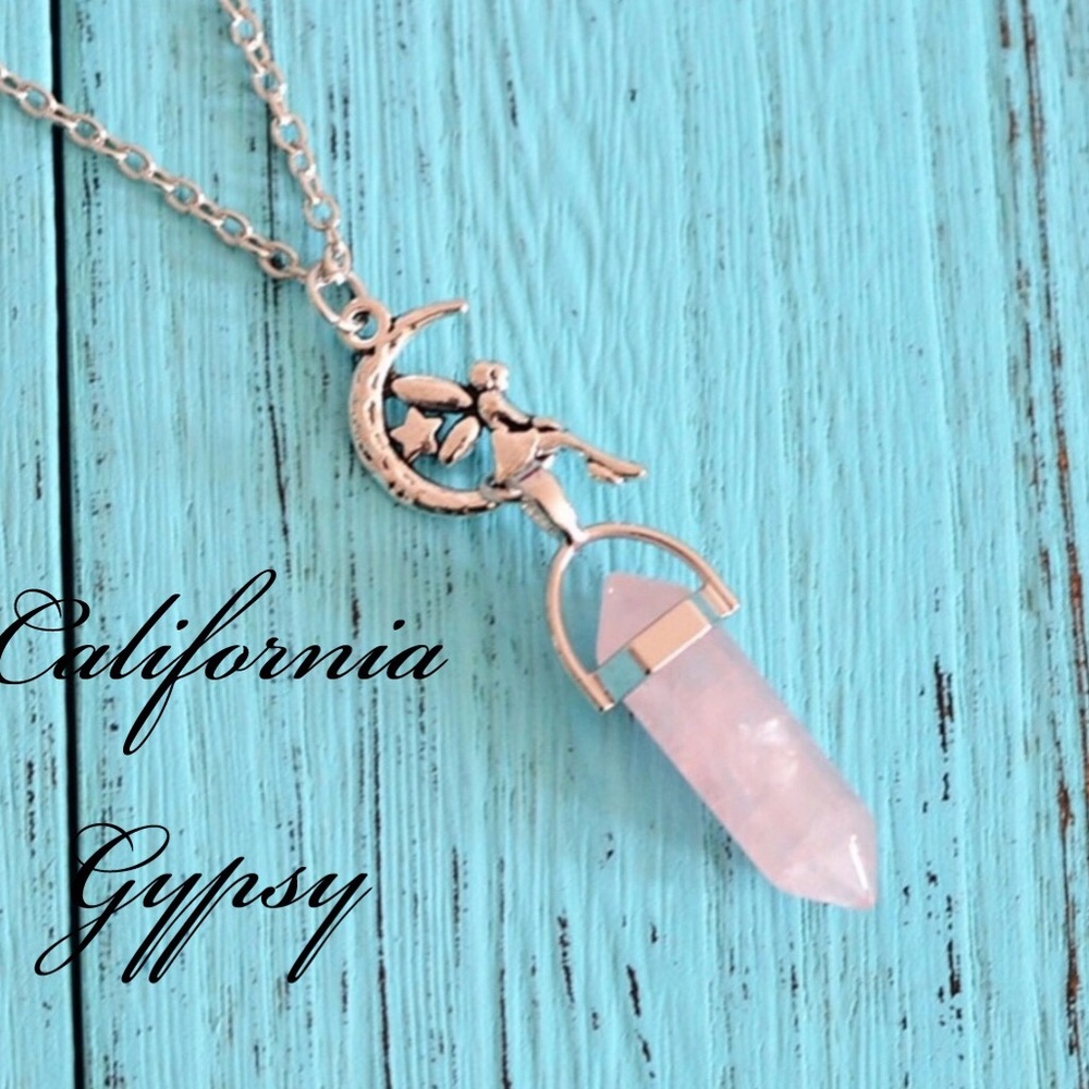 Boho gypsy Rose quartz fairy pendant✨ - Picture 1 of 2
